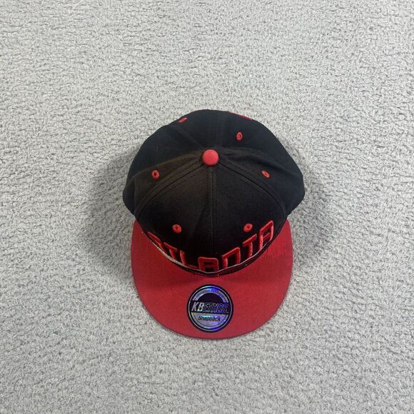 Atlanta Snapback Black & Red Hat Adjustable Flat Bill Baseball Cap Kb Ethos - Picture 5 of 9